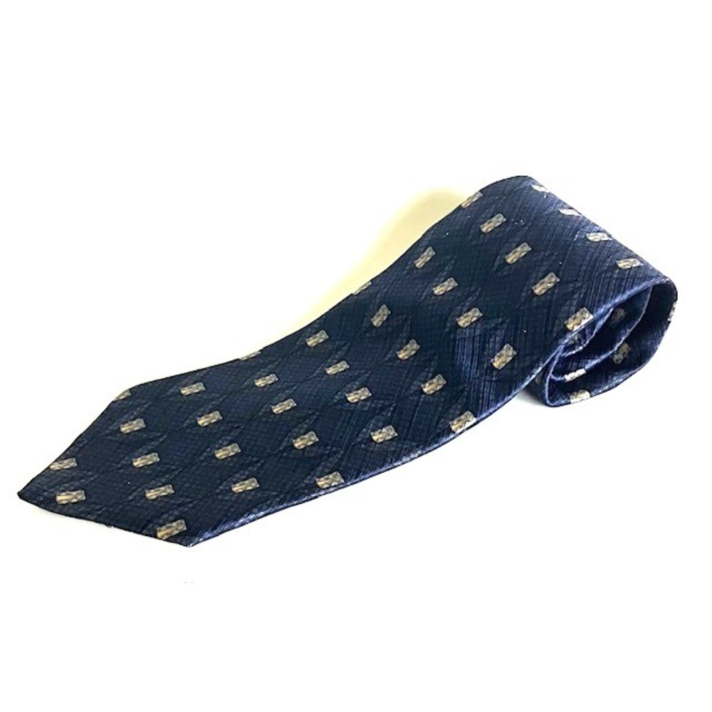 ZYLOS George Machado Men's Necktie Geometric Pattern Navy Blue Squares 100% Silk
